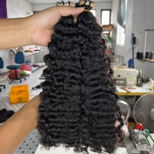 Extensions de cheveux crépus et bouclés avec bande enveloppante en rouge, 100% cheveux crus vietnamiens/brésiliens, cuticules complète, - Product Image 5