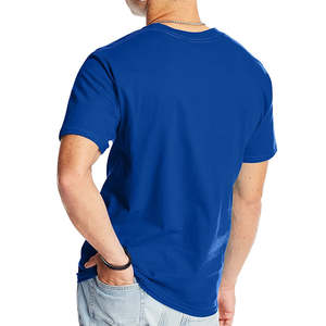 High Quality Pakistan Made Men's Blue Cotton T-Shirt Comfortable <b>Fabric</b> with Unique Design 100% Cotton Plain T-Shirt - Product Image 2