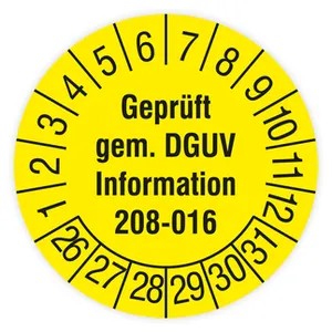 Etichetta di prova "Verificato secondo l'informazione DGUV 208-016" 2026 – varie versioni - Product Image 1