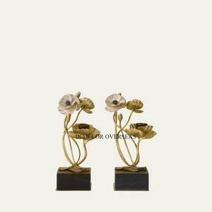 Black Color Powder Coated And Gold Plated Unique Fancy Texture Designer Set Of 3 Heavy Duty Metal Candle Holder From India - Product Image 4