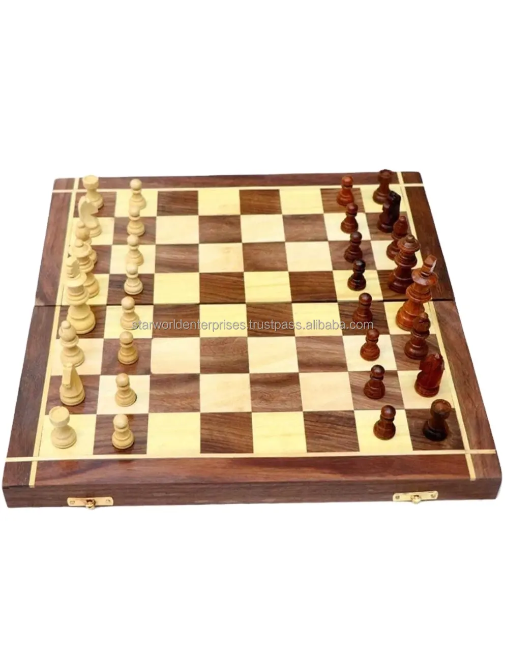 Fabricants Aimant en bois portable écologique Planches de jeu d'échecs Pièces d'échecs imprimées dans une boîte en bois