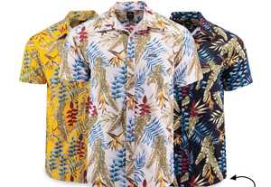 Green Leaf Print Short Sleeve <b>Shirt</b> - Product Image 2
