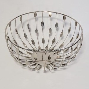 Home Table Decorative Fruit Basket Set of 3 <b>Kitchen</b> Ware Fruit and <b>Vegetable</b> Basket With Gold Polished Classic Handmade Basket - Product Image 4