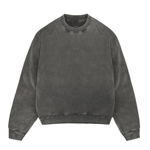 Streetwear Custom DTG Printing <b>Vintage</b> Sun Faded Acid Wash 100% French Terry Cotton Men's Distressed Crewneck <b>Sweatshirts</b> - Product Image 2