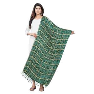 Trendmalls Women's bandhej Chinon Silk dupatta (D01-DarkGreen) เสื้อผ้าอินเดีย & ปากีสถาน - Product Image 1