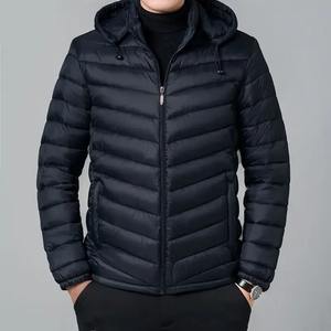 Veste bomber formelle d'hiver pour homme, rembourrage en toile, chaude, légère, matelassée, à capuche, poche avant, longue - Product Image 5