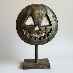 Lanterne citrouille en aluminium poli à la main, surface à patine verte, design creux percé, coulée d'élégance éclatante pour Halloween - Product Image 5