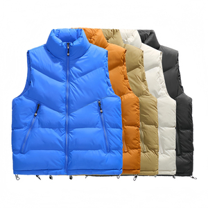 Veste matelassée sans manches respirante à fermeture éclair sur mesure en gros, nouvelle taille plus, couleur unie, multi-poches, veste décontractée pour homme - Product Image 1