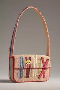 Bolso de Hombro con Cuentas Florales al Mejor Precio, Bolso Color Crema con Diseño de Flor de Astera Morada, Bolso de Mano para Mujer, Ideal para Fiestas - Product Image 4