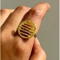 Bague vintage en laiton plaqué or 18 carats avec incrustation unie, bijou géométrique unisexe tendance pour le quotidien