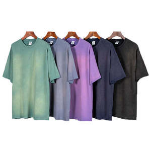 Luxe coupe régulière hommes 100% coton toile séchage rapide en détresse poids lourd blanc Logo personnalisé délavé acide lavage T-Shirt - Product Image 6