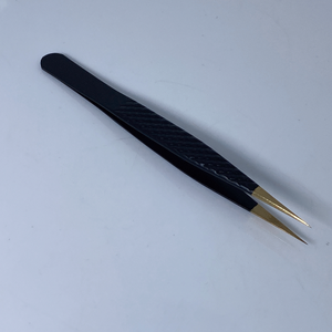 แหนบถอนขนตาสแตนเลสสีดำและสีทองแหนบสำหรับดัดขนตาแบบตรง - Product Image 5