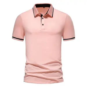Camiseta de algodão golfe polo, manga redonda, estampa personalizada, cor sólida, verão