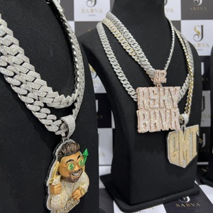 Pendentifs et breloques en argent 925, bijoux fins, certifiés IGI, plaqués or 14 carats, diamant taille brillant, forme de cœur, style hip-hop, unisexe - Product Image 4