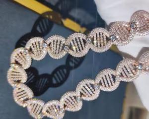 Iced Out 925 Sterling or rose forme ronde Moissanite diamant lien collier mode fête fantaisie collier Hip Hop bijoux - Product Image 6