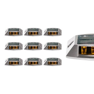 Lot de 10 marques routières solaires jaunes avec 3+3 LED, réflecteur blanc en aluminium, plastique et ABS PC - Product Image 5