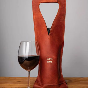 <b>Wine</b> <b>Bag</b> Personalized Leather <b>Wine</b> Caddy Monogrammed <b>Wine</b> Sleeve Accessories Housewarming Gifts Red <b>Wine</b> Holder LEB-0024 - Product Image 1