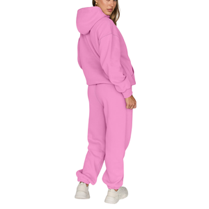 Vente en gros Survêtement-Survêtements de course à capuche de qualité supérieure pour femmes: Couleur unie, coupe ample, vêtements de sport de haute qualité pour femmes - Product Image 2
