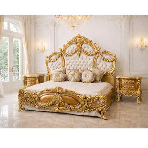 Juego de Dormitorio de Lujo Estilo Maharani con Acabado Dorado, Cama Antigua con Tocador, Muebles de Dormitorio Personalizados, Atlanta - Product Image 1