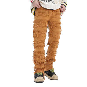 Pantalons empilés décontractés pour hommes de haute qualité toile de couleur unie motif droit léger taille moyenne Top vente pour adultes - Product Image 3