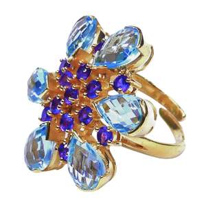 Anillo de amatista Topacio Azul chapado en oro de Plata de Ley 925 - Product Image 1