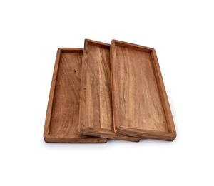 Plateau de service rectangulaire en bois fait main, non fini, sans danger pour les aliments, pour usage domestique - Product Image 1