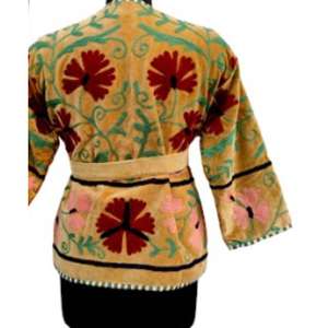 Kimono Suzani Broderie Veste Robe courte Style bohème Classique Élégant 100% Meilleure qualité Broderie à la main - Product Image 5