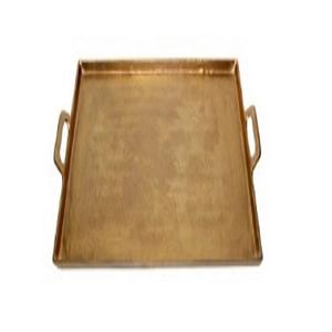 Plateau de service en métal coulé doré, élégant et durable, parfait pour servir des boissons, des collations et un décor élégant - Product Image 1