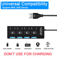 Hub USB 2.0 haute vitesse à 7 ports, adaptateur multi-prises USB, pas de prise secteur requise, en plastique, pour transfert de données et recharge, en stock