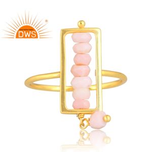 Offre spéciale Bague empilable en argent sterling plaqué or 18 carats avec perles naturelles et opale rose - Product Image 3