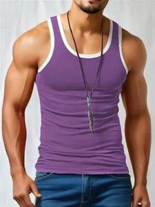 Simple Contrasting Colors Tank <b>Top</b> Men Summer Fashion Sleeveless Digital Printing Breathable Embroidery <b>Vest</b> Casual <b>Oversized</b> - Product Image 4