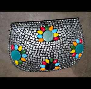 Pochette incrustée de mosaïque pour les fêtes et les occasions festives Pochette élégante à motif de mosaïque pour les femmes en soirée - Product Image 2
