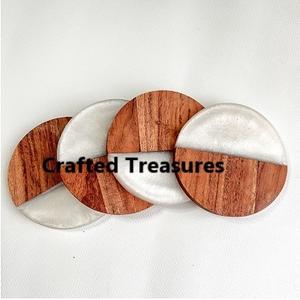 Sous-verres en marbre indien naturel à la mode avec incrustation en laiton pour table à thé tampons/tapis en marbre naturel pour bureau d'hôtel ou usage domestique - Product Image 4