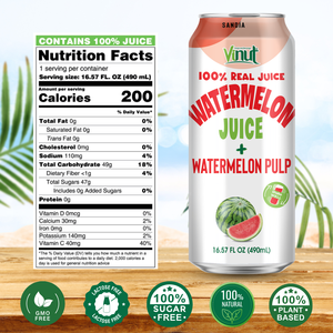 Bebida de pulpa de jugo de sandía de Vietnam, lata de 490ml sin azúcar, fabricación de bebidas de etiqueta privada OEM ODM, muestra gratis - Product Image 3