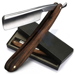 Rasoir droit de qualité supérieure avec manche en bois pour hommes, rasoir manuel en acier inoxydable à lame droite pour barbier - Product Image 1