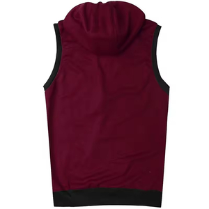 <b>Mens</b> Winter <b>Sleeveless</b> Hooded Hoodies 100% Cotton Terry Fabric Gym Workout Tank Tops with Pocket Design Eco-Friendly - Product Image 2
