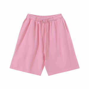 Shorts Bermuda décontractés pour hommes, délavés à l'acide, 100% polyester, taille haute élastique, respirants, longueur genou, ourlet brut, déchirés, en tissu éponge français - Product Image 2