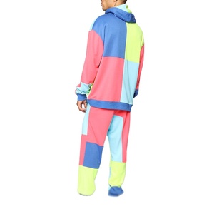 Fashionable multicolor patchwork loose-fitting men's <b>hoodie</b> suits Men Oversized <b>Hoodie</b> and Flare Jogger Set Tracksuits - Product Image 6