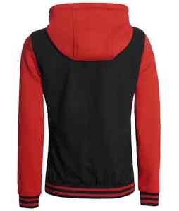 Venta al por mayor Precio barato Rojo Negro Color Clásico Cuello con capucha Letterman Béisbol Collage Botón Cierre Streetwear Varsity Chaquetas - Product Image 6
