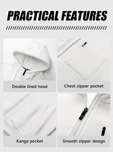 Sweats à capuche pour hommes pulls surdimensionnés en vrac Streetwear sweats à capuche vestes zippées en polaire personnalisées vêtements de sport décontractés mode hiver - Product Image 5