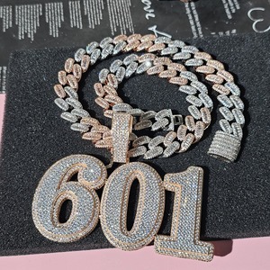 Collar con Colgante de Letra Personalizada, Chapado en Oro de Dos Tonos, con Diamantes de Moissanita VVS, Plata 925, Estilo Iced Out, para Hombre, de la India, Gran Venta - Product Image 4