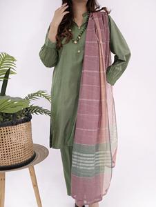 Conjunto de Traje de Shalwar Kameez de Lino Bordado Transpirable para Mujer, Estilo Punjabi Étnico, Formal, para Fiestas, Colección de Invierno, Listo para Usar - Product Image 5