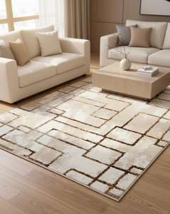 Alfombras Turcas Modernas de Polipropileno Tejidas a Máquina, Alfombras de Yute de Alta Calidad Resistentes a las Manchas, de Pelo Alto, Abstractas, para Dormitorio y Hogar - Product Image 4