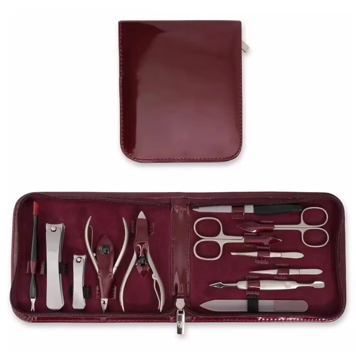 2024 Best Stainless Steel Professional Pedicure Kit Nail Scissors Grooming Kit with Black Leather Travel Case