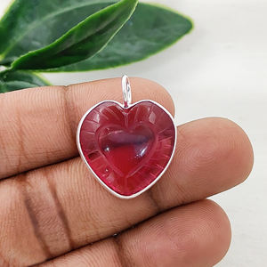 925 Sterling Silver Bezel Pendant For Jewelry Making Handmade 20mm <b>Heart</b> <b>Shape</b> Carved Pendant Gemstone 925 Silver Bezel Pendants - Product Image 4