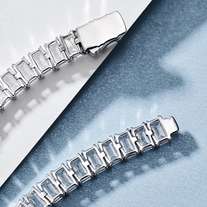 Bracelet de tennis à chaîne fine en or blanc 14 carats Moissanite taille émeraude diamant DEF couleur VVS clarté superbe cadeau élégant - Product Image 4