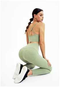 Ensemble de soutien-gorge et Legging personnalisé sans couture, taille haute, couleur unie, Yoga, pantalon, Legging, entièrement Sublimation, 100% - Product Image 4
