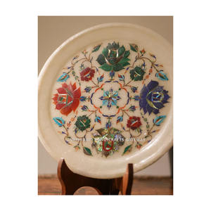 Plaque de décoration de maison en marbre indien avec incrustation de pierre naturelle de luxe Plaque de cadeau artisanale Produit d'artisanat en pierre - Product Image 2