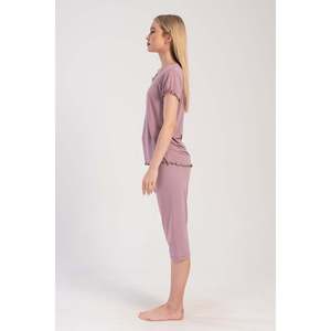 KADIN LYC VISCON XXL KAYIK YAKA FIYONKLU BIBILALI KISA KOL KAPRI TAKIM - สีชมพู - สีชมพู - Product Image 3