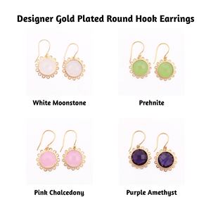 Pendientes colgantes de amatista púrpura chapados en oro hechos a mano, joyería de piedras preciosas para mujer con forma de flor, Pendientes colgantes de moda, alambre para la oreja - Product Image 3